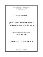 QUẢN lý NHÀ nước về đất ĐAI TRÊN địa bàn HUYỆN hòa VANG 