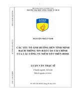Các yếu tố ảnh hưởng đến tính minh bạch thông tin báo cáo tài chính của các công ty niêm yết trên HOSE 