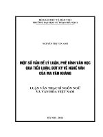 Một số vấn đề lý luận, phê bình văn học qua tiểu luận, bút ký về nghề văn của ma văn kháng