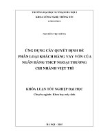 Ứng dụng cây quyết định để phân loại khách hàng vay vốn của ngân hàng TMCP ngoại thương chi nhánh việt trì