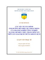 Các yếu tố tài chính ảnh hưởng đến hiệu quả hoạt động của doanh nghiệp công nghiệp ngành chế biến thực phẩm niêm yết trên sàn giao dịch chứng khoán hồ chí minh 