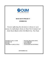 Factors affecting the decision to choose to save money by individual client in nam viet commercial joint stock bank in ho chi minh city, viet nam 