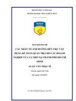 Các nhân tố ảnh hưởng đến việc vận dụng kế toán quản trị cho các doanh nghiệp vừa và nhỏ tại TP  hồ chí minh