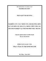 Nghiên cứu các nhân tố ảnh hưởng đến sự gắn bó lâu dài của các nhân viên với các doanh nghiệp tại thành phố nha trang