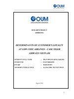 Determinants of customers loyalty at low cost airlines  case tiger airways vietnam 