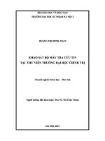 Khoá luận tốt nghiệp khảo sát bộ máy tra cứu tin tại thư viện trường đại học