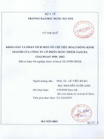 Khảo sát và phân tích một số chỉ tiêu hoạt động kinh doanh của công ty cổ phần dược phẩm nam hà