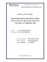 Một số giải pháp nhằm hoàn thiện công tác quản trị nguồn nhân lực tại công ty TNHH phú việt 