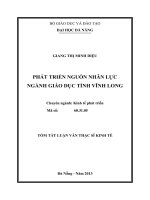 Phát triển nguồn nhân lực ngành giáo dục tỉnh vĩnh long