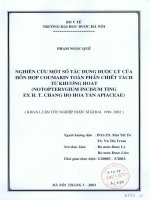 Nghiên cứu một số tác dụng dược lý của hỗn hợp coumarin toàn phần chiết tách từ khương hoạt ( notoptrygium incisum ting ex h t  chang họ hoa tán apiaceae )