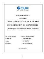 The determinants of MICE tourism developement in ho chi minh city (how to grow MICE tourism in MICE tourism) 
