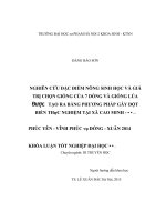 Nghiên cứu đặc điểm nông sinh học và giá trị chọn giống của 7 dòng và giống lúa được tạo ra bằng phương pháp gây đột biến thực nghiệm tại xã cao minh, phúc yên, vĩnh phúc trong vụ đông xuân 2014 