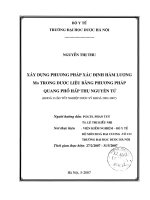 Xây dựng phương pháp xác định hàm lượng mo trong dược liệu bằng phương pháp quang phổ hấp thụ nguyên tử