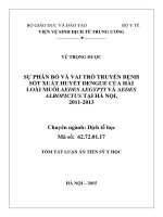 Sự phân bố và vai trò truyền bệnh sốt xuất huyết dengue của hai loài muỗi ae  aegypti và ae  albopictus tại hà nội, 2011 2013 (TT)