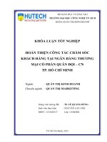 Hoàn thiện hoạt động chăm sóc khách hàng tại ngân hàng TMCP QD   chi nhánh TP hồ chí minh 
