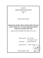 Đánh giá sơ bộ chất lượng một số loại nước tinh lọc và nước khoáng đóng chai lưu hành ở hà nội