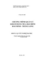 Khoá luận tốt nghiệp chương trình quản lý khách hàng mua bảo hiểm bảo minh   thăng long 