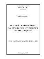 Luận văn thạc sĩ PHÁT TRIỂN NGUỒN NHÂN lực tại CÔNG TY TNHH MTV CHOKCHAI MUKDAHAN VIỆT NAM