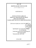 Đánh giá sử dụng amikacin thông qua theo dõi nồng độ thuốc trong máu tại bệnh nhân tại khoa điều trị tích cực   bệnh viện bạch mai