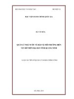 Quản lý nhà nước về bảo vệ môi trường biển ven bờ trên địa bàn tỉnh Quảng Ninh