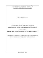 A study on factors affecting students participation in speaking lessons and suggested activities for the first   year english major students at HPU n0 2