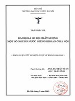 Đánh giá sơ bộ chất lượng một số nguồn nước giếng khoan ở hà nội