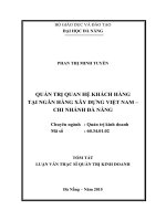 QUẢN TRỊ QUAN hệ KHÁCH HÀNG tại NGÂN HÀNG xây DỰNG VIỆT NAM – CHI NHÁNH đà NẴNG 