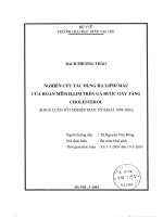 Nghiên cứu tác dụng hạ lipid máu của hoàn mềm H3LIM trên gà được gây tăng cholesterol