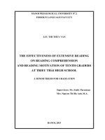 The effectiveness of extensive reading on reading comprehension and reading motivation of tenth graders at trieu thai hight school