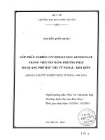 Góp phần nghiên cứu định lượng artesunate trong viên nén bằng phương pháp đo quang phổ hấp thụ tử ngoại   khả kiến