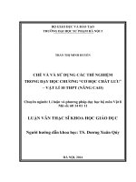 Chế tạo và sử dụng các thí nghiệm trong dạy học chương cơ học chất lưu   vật lí 10 THPT