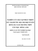 Nghiên cứu bài tập phát triển sức mạnh tốc độ cho đội tuyển bóng đá nam trường THPT vân nội   đông anh