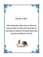 Luận văn  một số giải pháp nhằm nâng cao hiệu quả công tác kiểm tra, kiểm toán nội bộ đối với hoạt động tín dụng tại chi nhánh ngân hàng công thương đống đa  hà nội