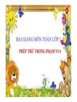 Bài giảng phép trừ trong phạm vi 4 toán 1 