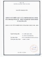 Khảo sát hiệu quả của nhóm kháng sinh fluoroquinolon đối với bệnh viêm phổi ở người lớn