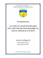 Các nhân tố ảnh hưởng đến kiểm soát thuế thu nhập doanh nghiệp tại chi cục thuế quận 6, TP HCM 