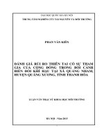 Đánh giá rủi ro thiên tai có sự tham gia của cộng đồng trong bối cảnh biến đổi khí hậu tại xã quảng nham, huyện quảng xương, tỉnh thanh hóa 