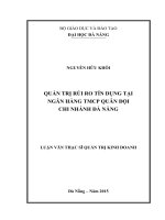 Luận văn thạc sĩ quản trị rủi ro tín dụng tại ngân hàng TMCP quân đội  chi nhánh đà nẵng
