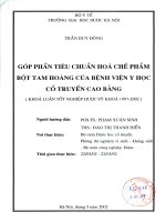 Góp phần tiêu chuẩn hóa chế phẩm bột tam hoàng của bệnh viện y học cổ truyền cao bằng