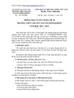 Tuyển sinh vào lớp 10 chuyên Nguyễn Bỉnh Khiêm Quảng Nam