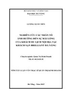 Nghiên cứu các nhân tố ảnh hưởng đến sự hài lòng của khách du lịch nội địa tại khách sạn brillian đà nẵng 