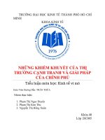 TIỂU LUẬN KIHN tế VI mô   NHỮNG KHIẾM KHUYẾT của THỊ TRƯỜNG CẠNH TRANH và GIẢI PHÁP của CHÍNH PHỦ