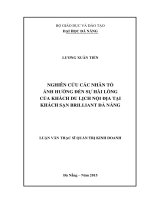 Luận văn thạc sĩ nghiên cứu các nhân tố ảnh hưởng đến sự hài lòng của khách du lịch nội địa tại khách sạn brillian đà nẵng