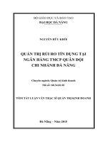 Quản trị rủi ro tín dụng tại ngân hàng TMCP quân đội  chi nhánh đà nẵng 