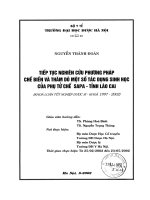 Tiếp tục nghiên cứu phương pháp chế biến và thăm dò một số tác dụng sinh học của phụ tử chế sapa, tỉnh lào cai