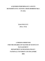 Acquirer performance and its determinants testing cross border ma in asia