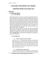 Cách đặt tên nhân vật trong truyện ngắn nam cao 