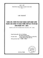 Khảo sát, phân tích hoạt động xuất nhập khẩu thuốc của công ty dược phẩm thiết bị y tế hà nội giai đoạn 1997 đến 2001