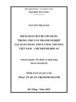 Kiểm soát rủi ro tín dụng trong cho vay doanh nghiệp tại ngân hàng TMCP công thương việt nam  chi nhánh hội an 
