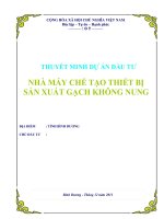 THUYẾT MINH dự án đầu tư NHÀ máy CHẾ tạo THIẾT bị  sản XUẤT GẠCH KHÔNG NUNG